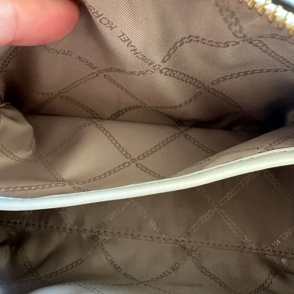 Michael Kors Jet set leather woven crossbody bag white gold - Picture 10 of 13